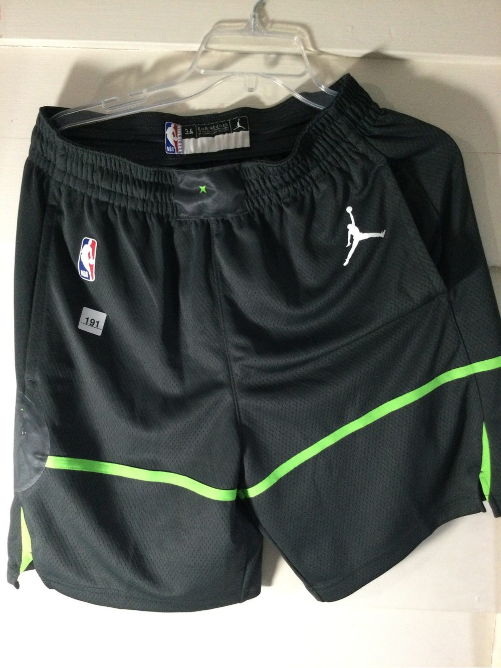 Jordan Black Athletic Shorts with Neon Green Accent